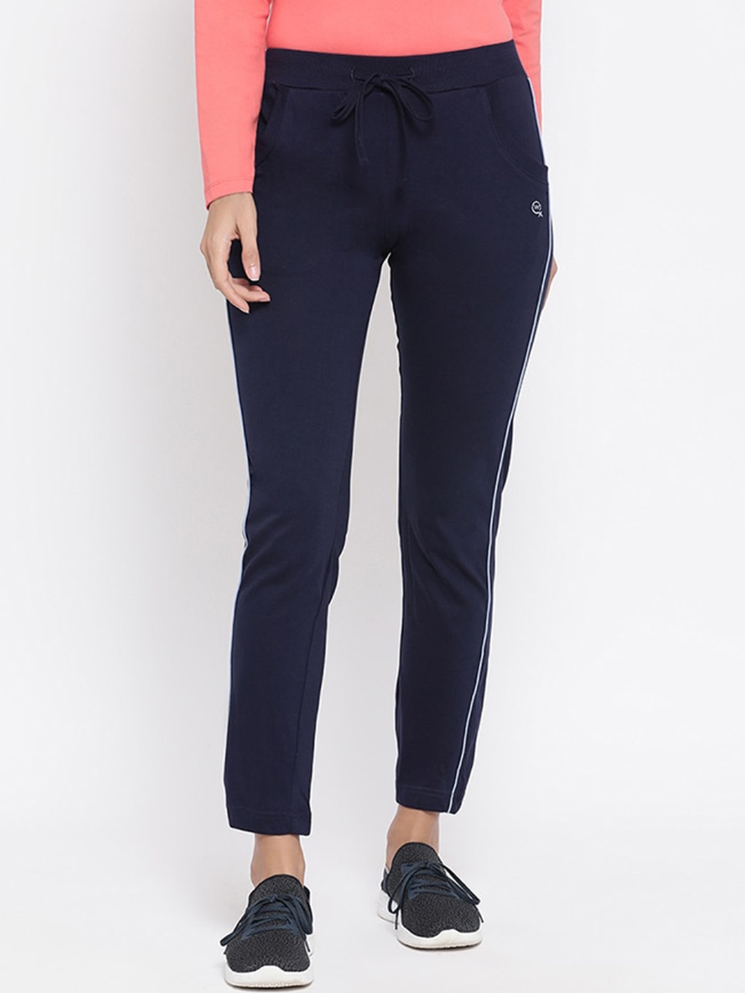 

Macrowoman W-Series Women Cotton Mid-Rise Track Pants, Navy blue