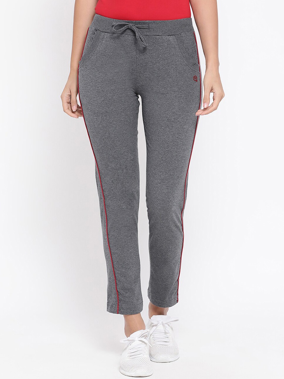 

Macrowoman W-Series Women Cotton Mid-Rise Track Pants, Grey melange