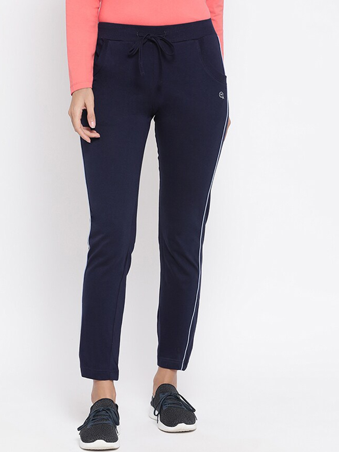

Macrowoman W-Series Women Cotton Mid-Rise Track Pants, Navy blue