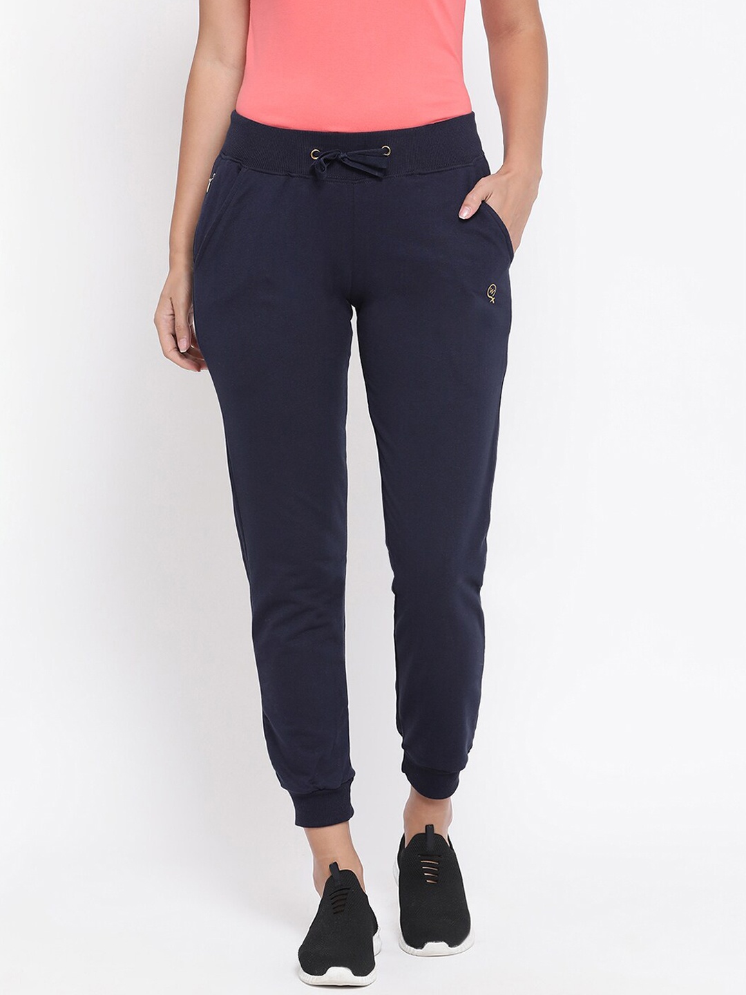 

Macrowoman W-Series Women Cotton Mid-Rise Joggers, Navy blue