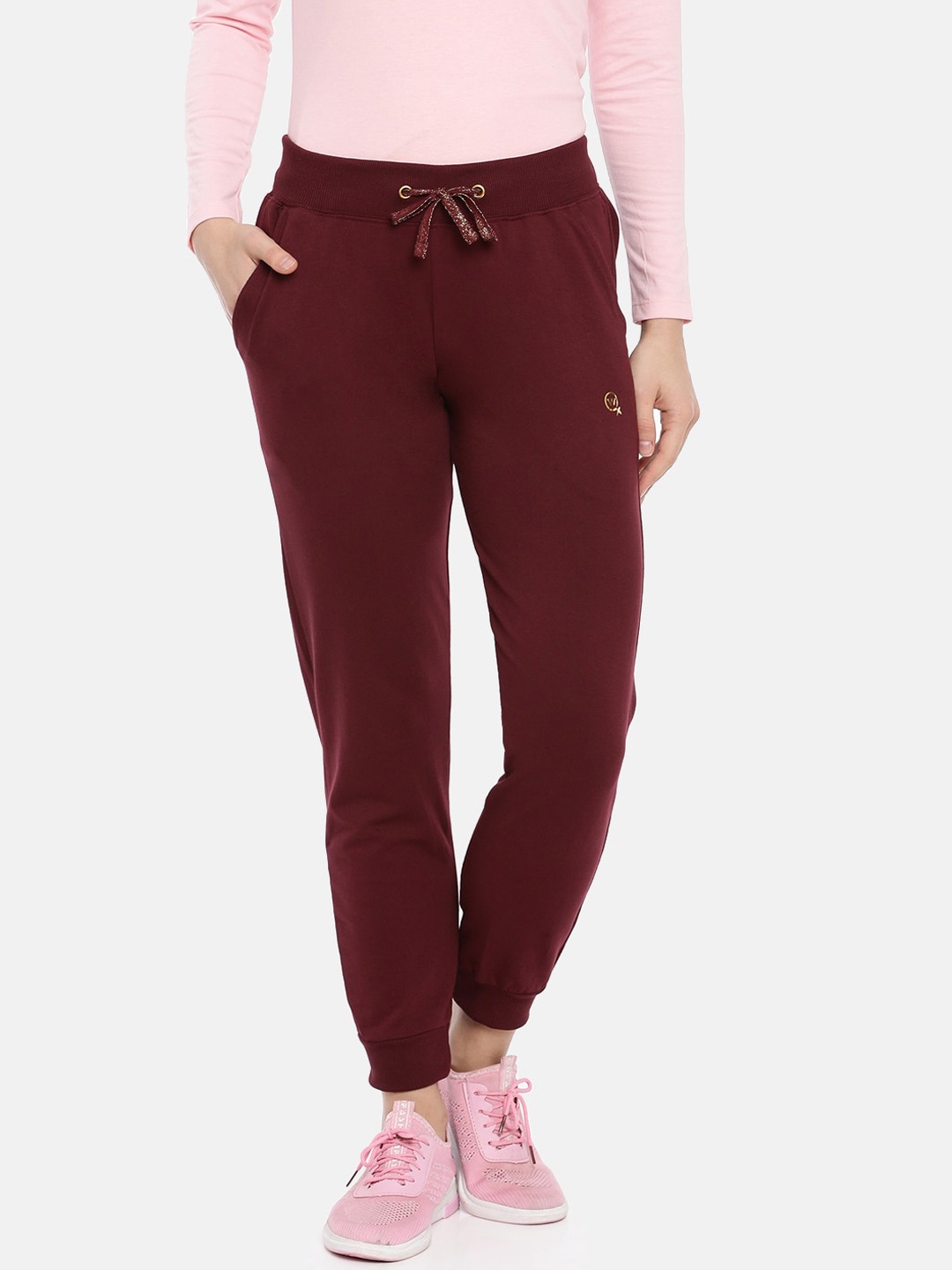 

Macrowoman W-Series Women Cotton Mid-Rise Joggers, Maroon