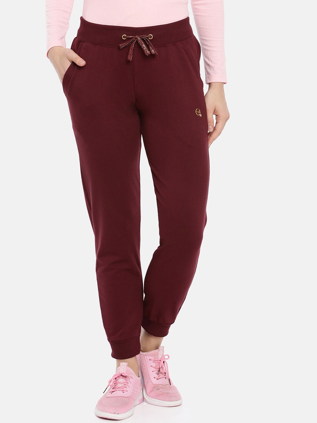 

Macrowoman W-Series Women Cotton Mid-Rise Joggers, Maroon