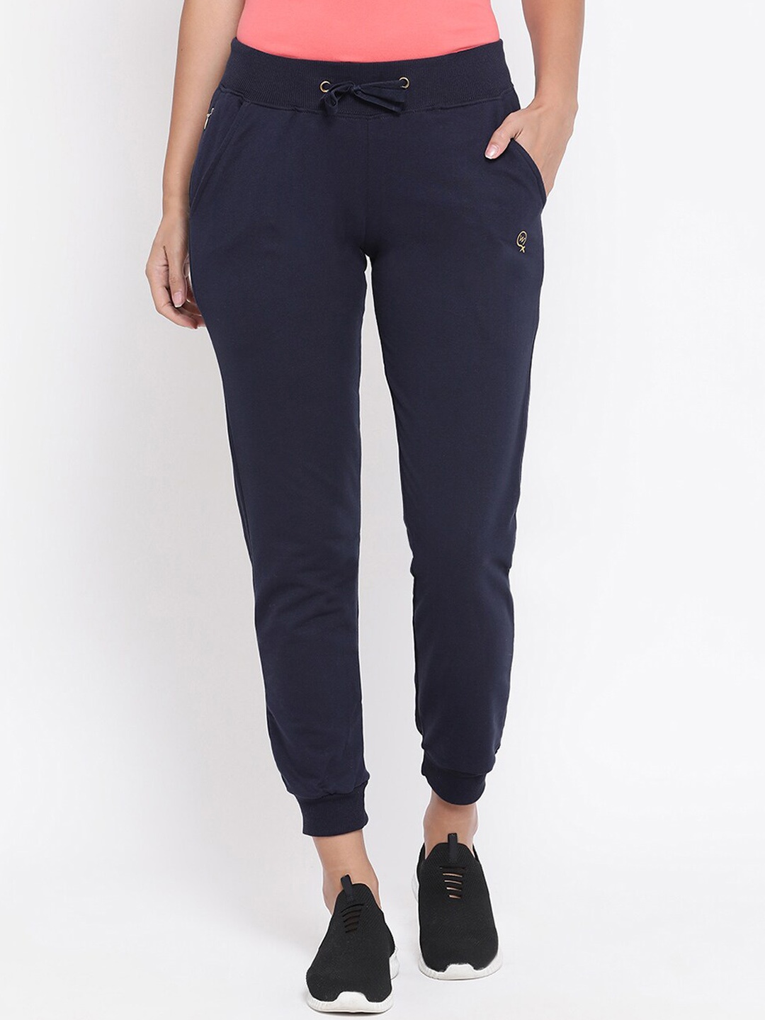 

Macrowoman W-Series Women Cotton Mid-Rise Joggers, Navy blue