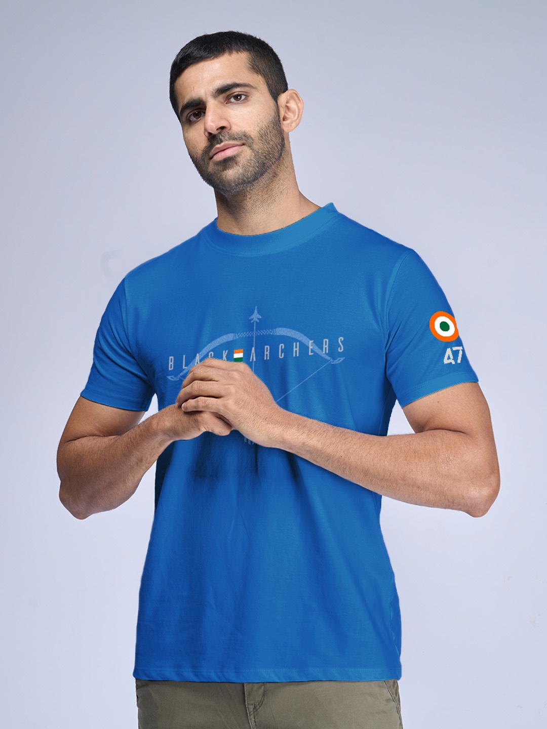 

Aero Armour Unisex Typography Printed Round Neck Pure Cotton Regular T-shirt, Blue