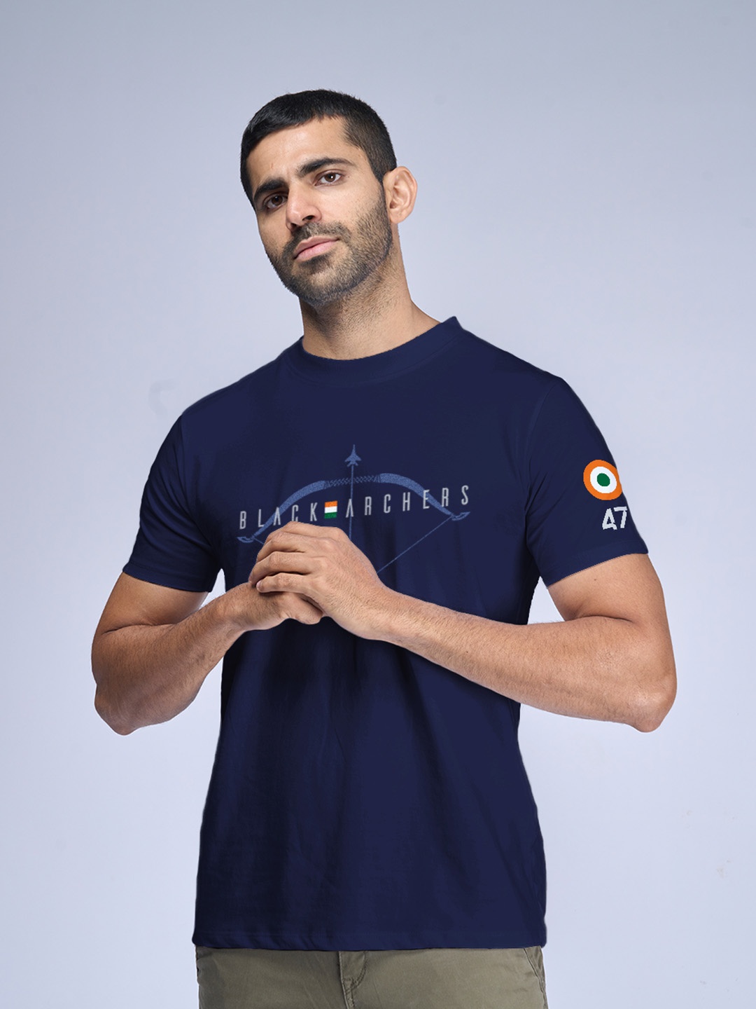 

Aero Armour Unisex Typography Printed Round Neck Pure Cotton Regular T-shirt, Navy blue