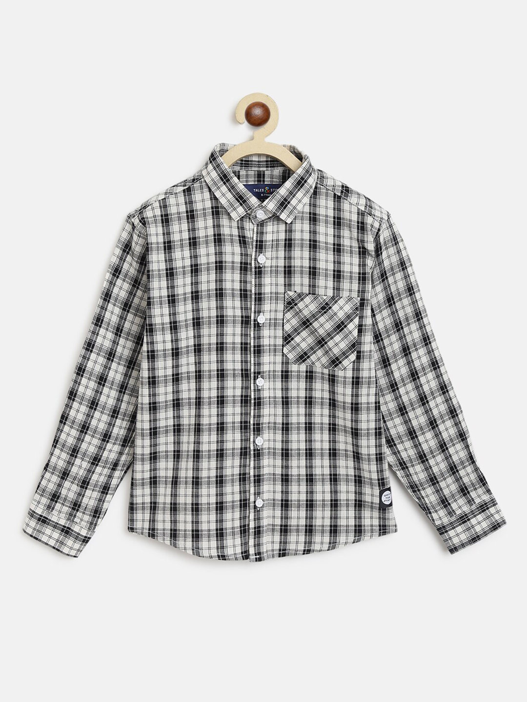 

TALES & STORIES Boys Tartan Checked Casual Shirt, White