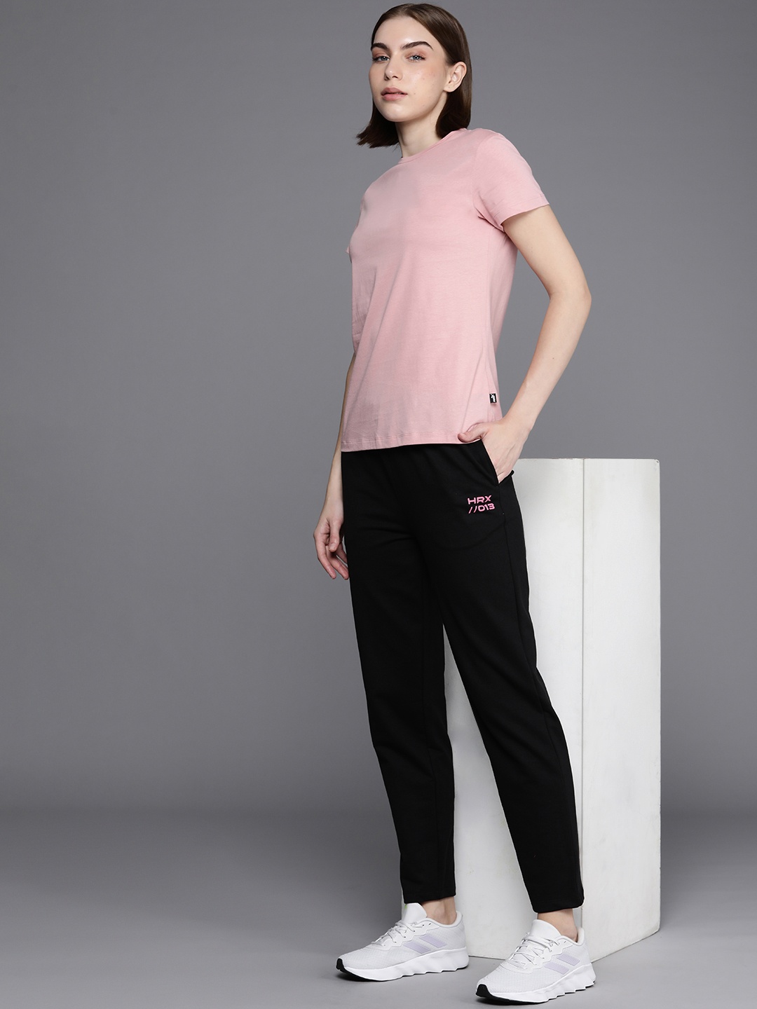 

HRX by Hrithik Roshan Women Minimal Printed Training Lifestyle Track Pants, Black