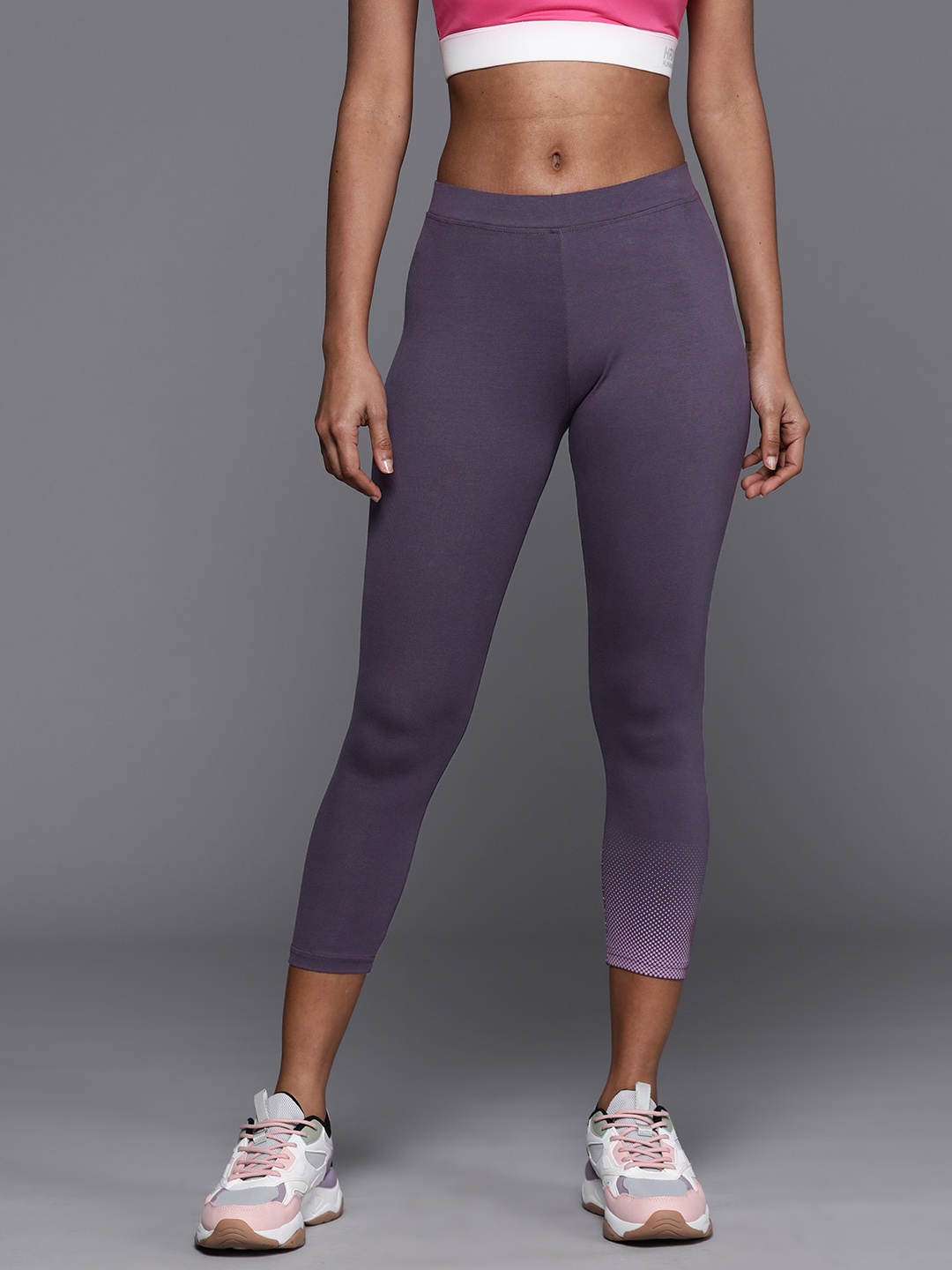

HRX by Hrithik Roshan Women Slim Fit 3/4th Length Tights, Purple