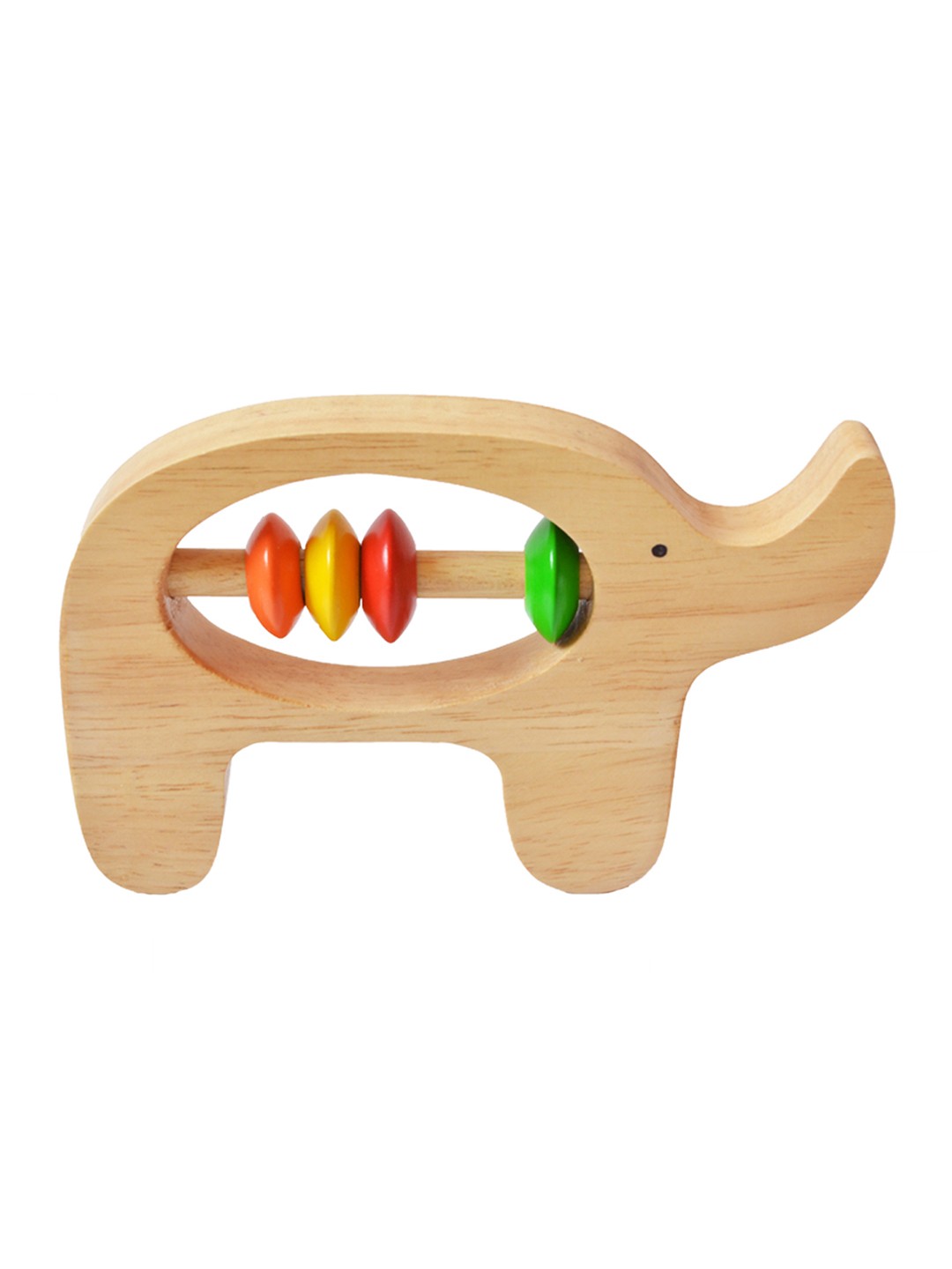 

shumee Kids Set Of One Wooden Elephant Rattle, Multi