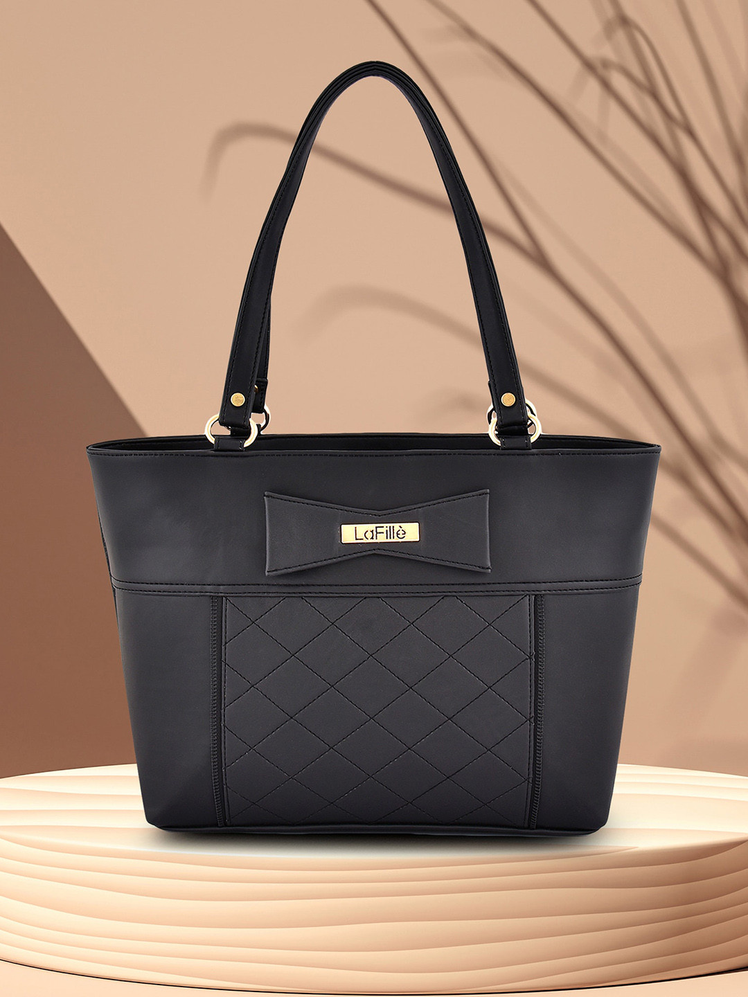 

LaFille PU Structured Quilted Shoulder Bag, Black