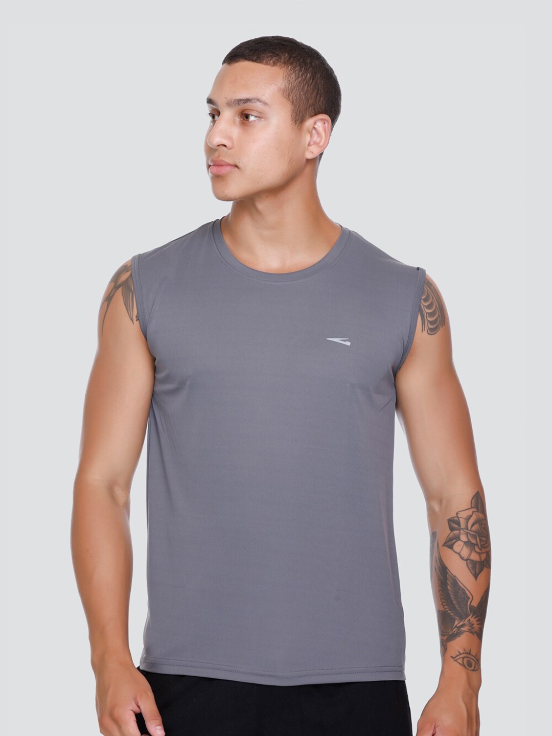 

GDX Sports Round Neck Dri-FIT Sports T-shirt, Grey melange