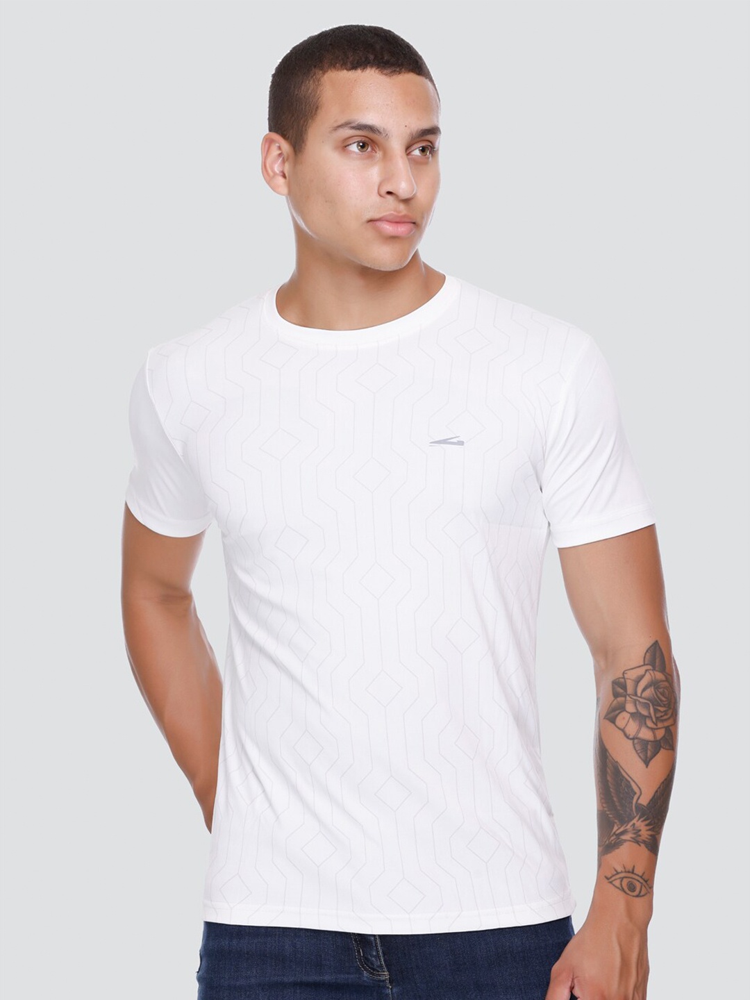 

GDX Sports Printed Round Neck Dri-FIT Sports T-shirt, White