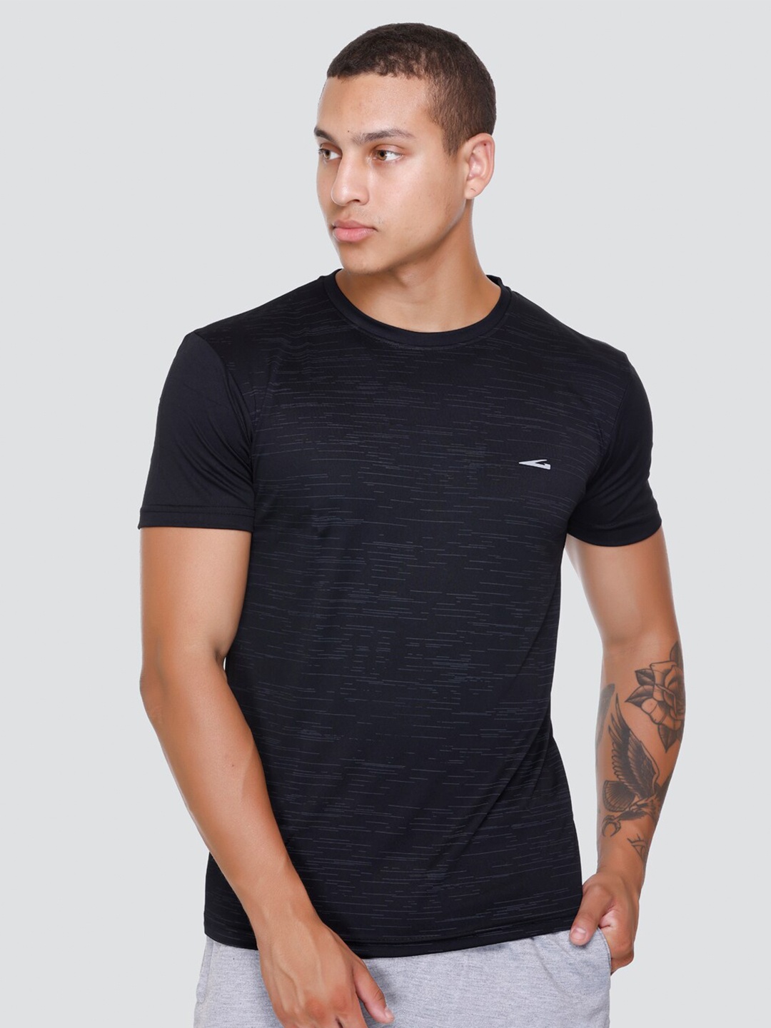 

GDX Sports Printed Round Neck Dri-FIT Sports T-shirt, Black