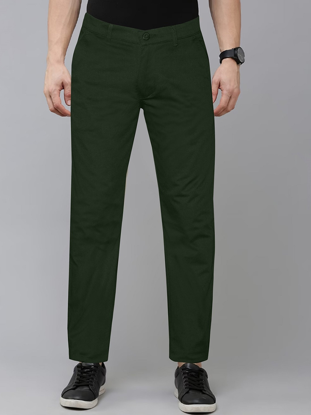 

Jb Just BLACK Men Green Classic Slim Fit Cotton Regular Trousers