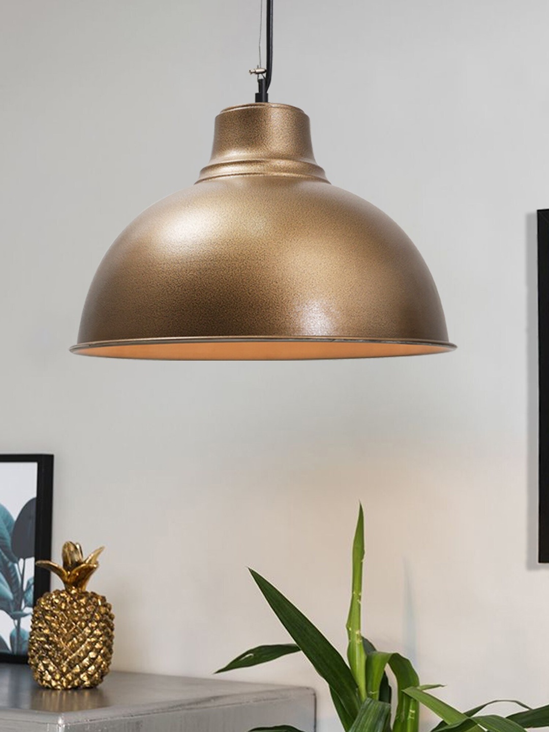 

Homesake Textured Metal Hanging Pendant Lamp, Gold