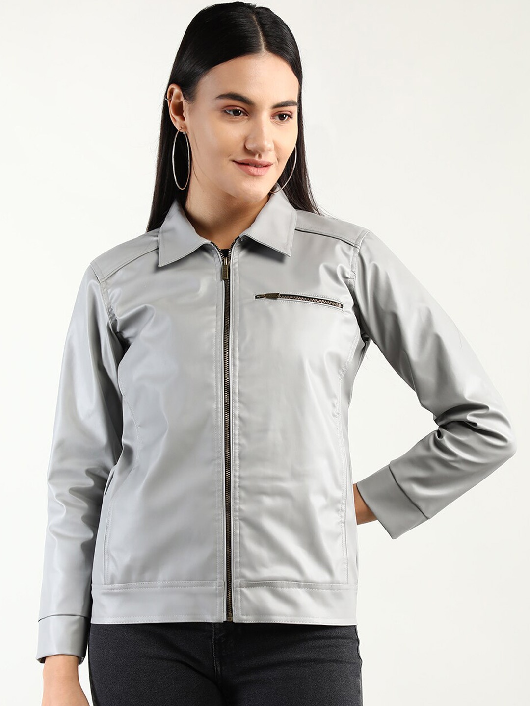 

CHKOKKO Spread Collar Tailored Jacket, Grey
