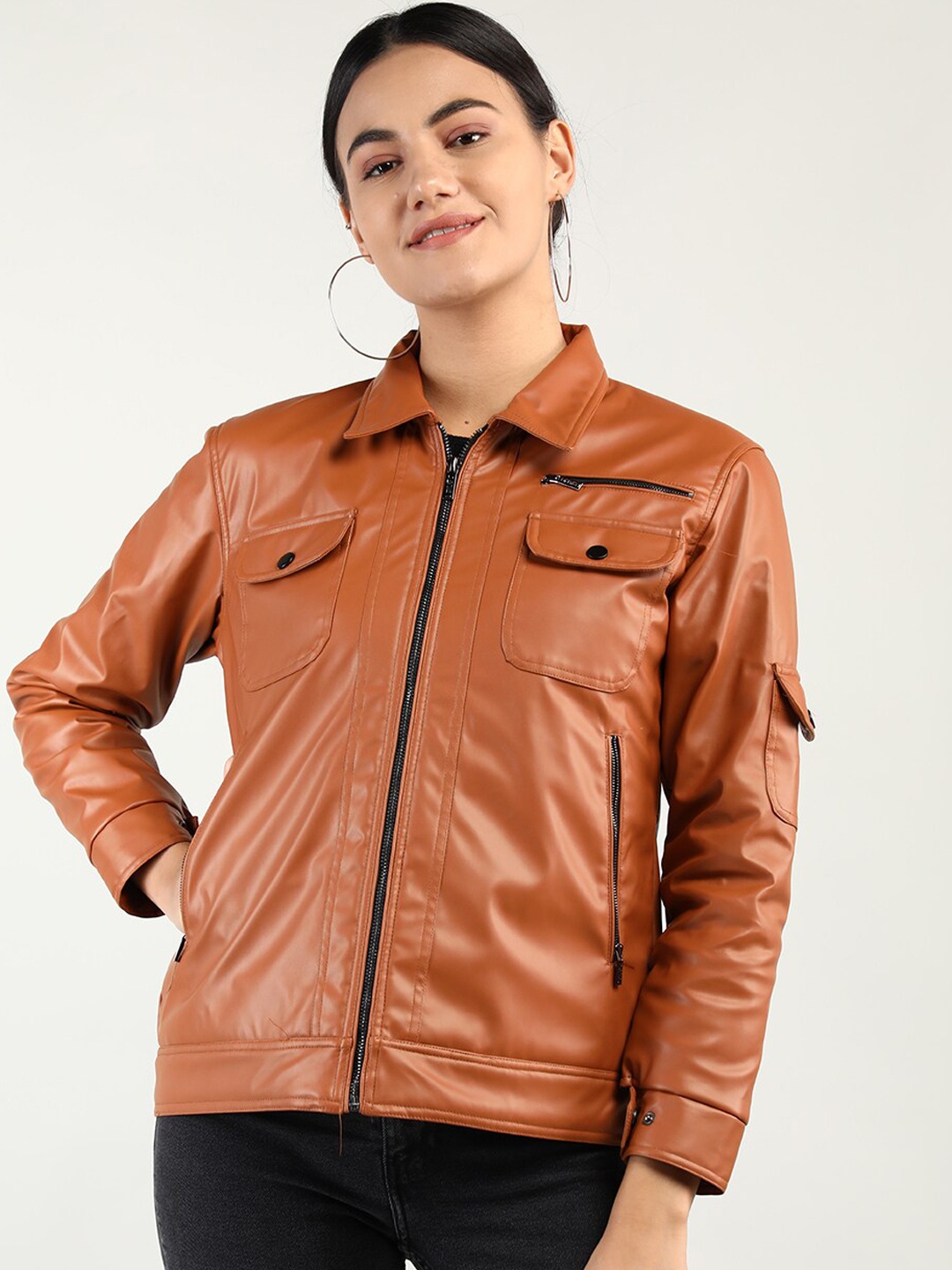 

CHKOKKO Spread Collar Tailored Jacket, Rust