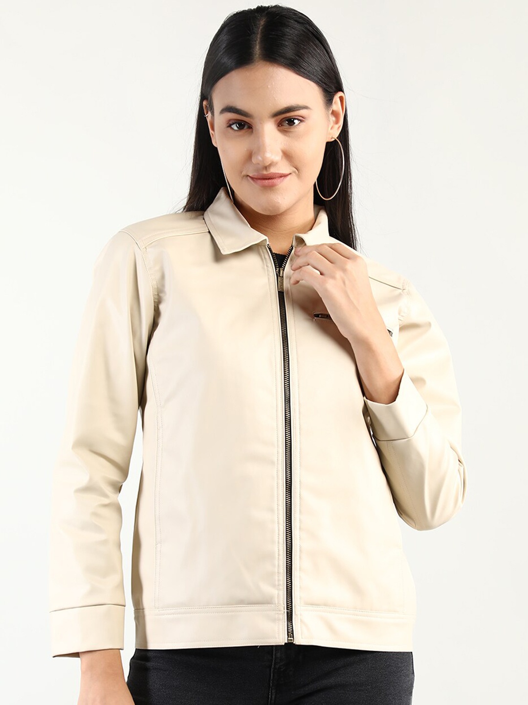

CHKOKKO Spread Collar Tailored Jacket, Cream