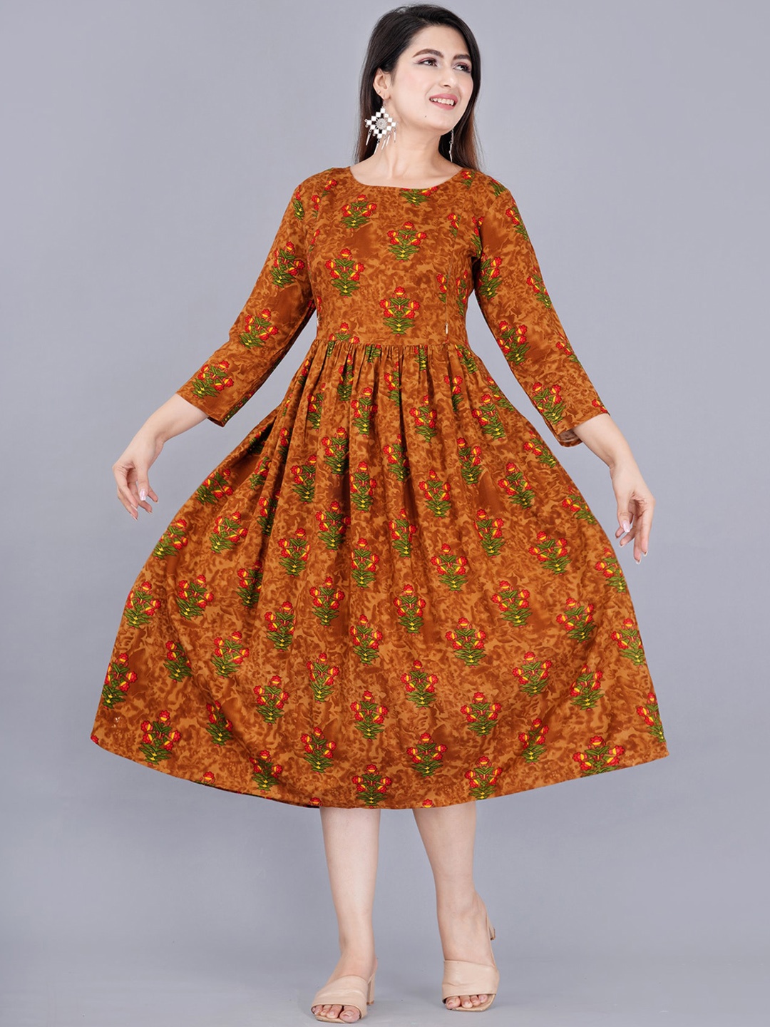 

TREND ME Floral Printed Maternity Anarkali Kurta, Maroon