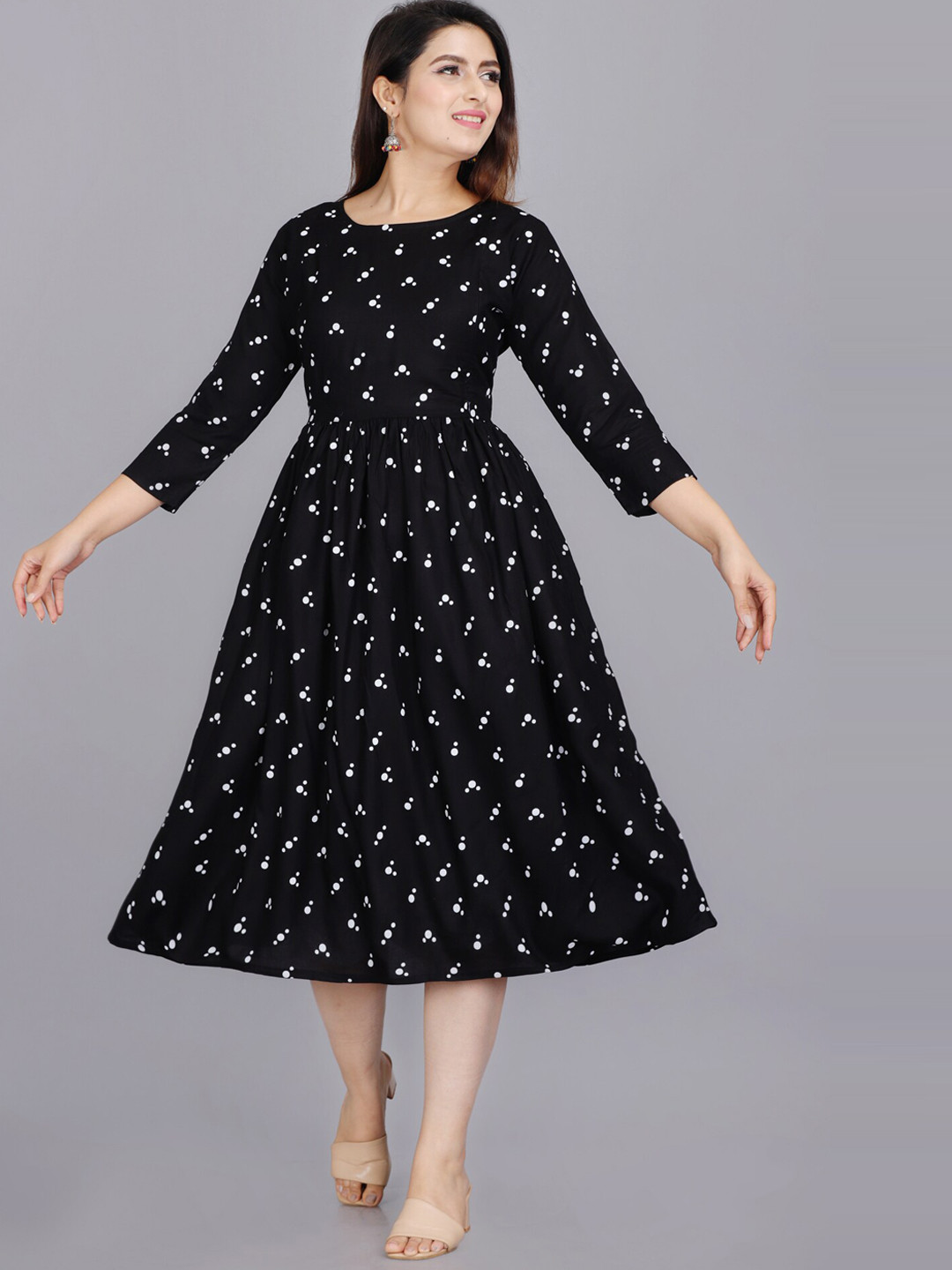 

TREND ME Geometric Printed Maternity Kurta, Black