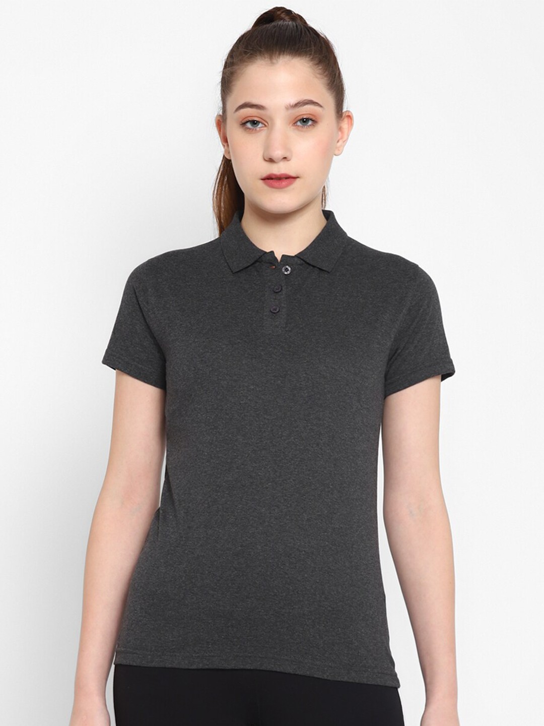 

appulse Polo Collar Pure Cotton Slim Fit T-shirt, Charcoal