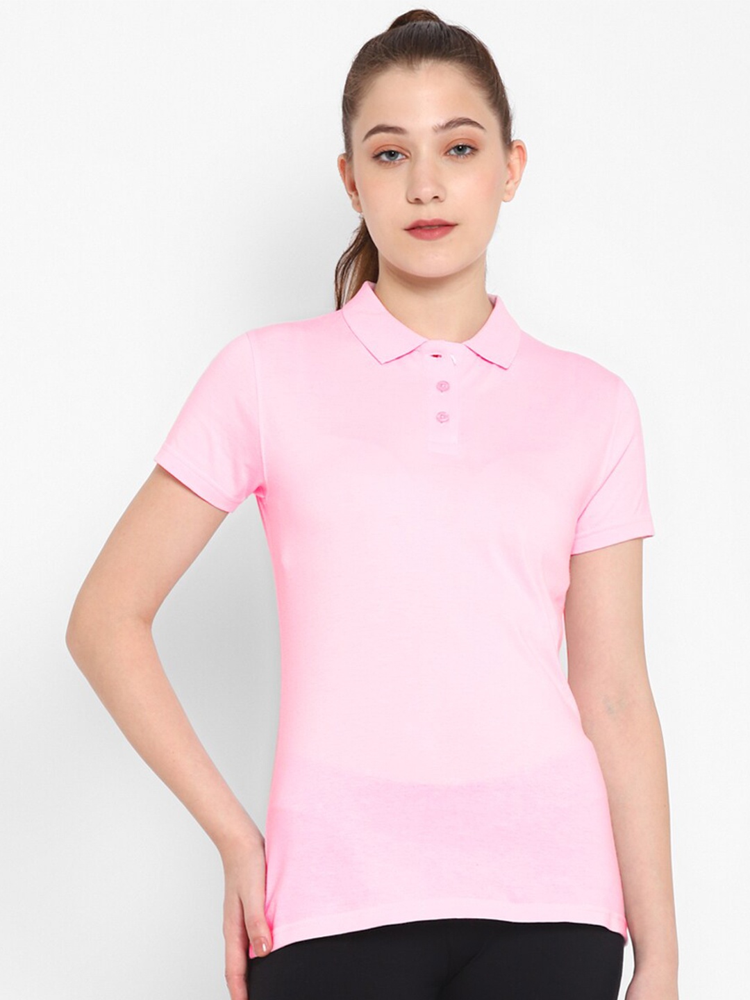 

appulse Polo Collar Pure Cotton Slim Fit T-shirt, Pink