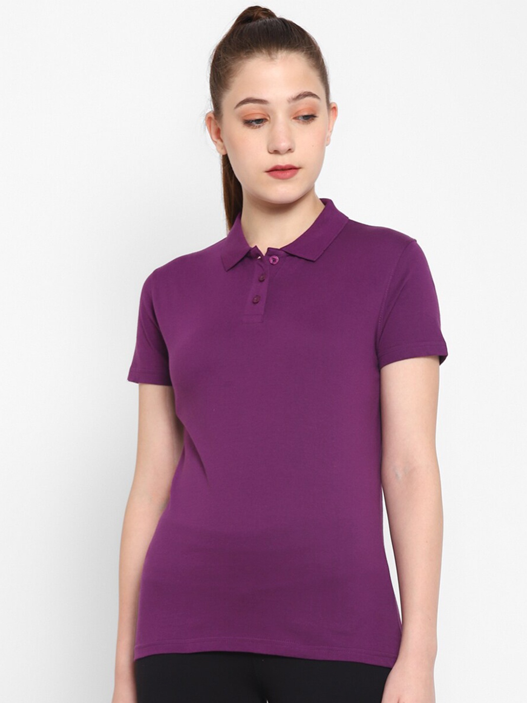 

appulse Polo Collar Pure Cotton Slim Fit T-shirt, Purple