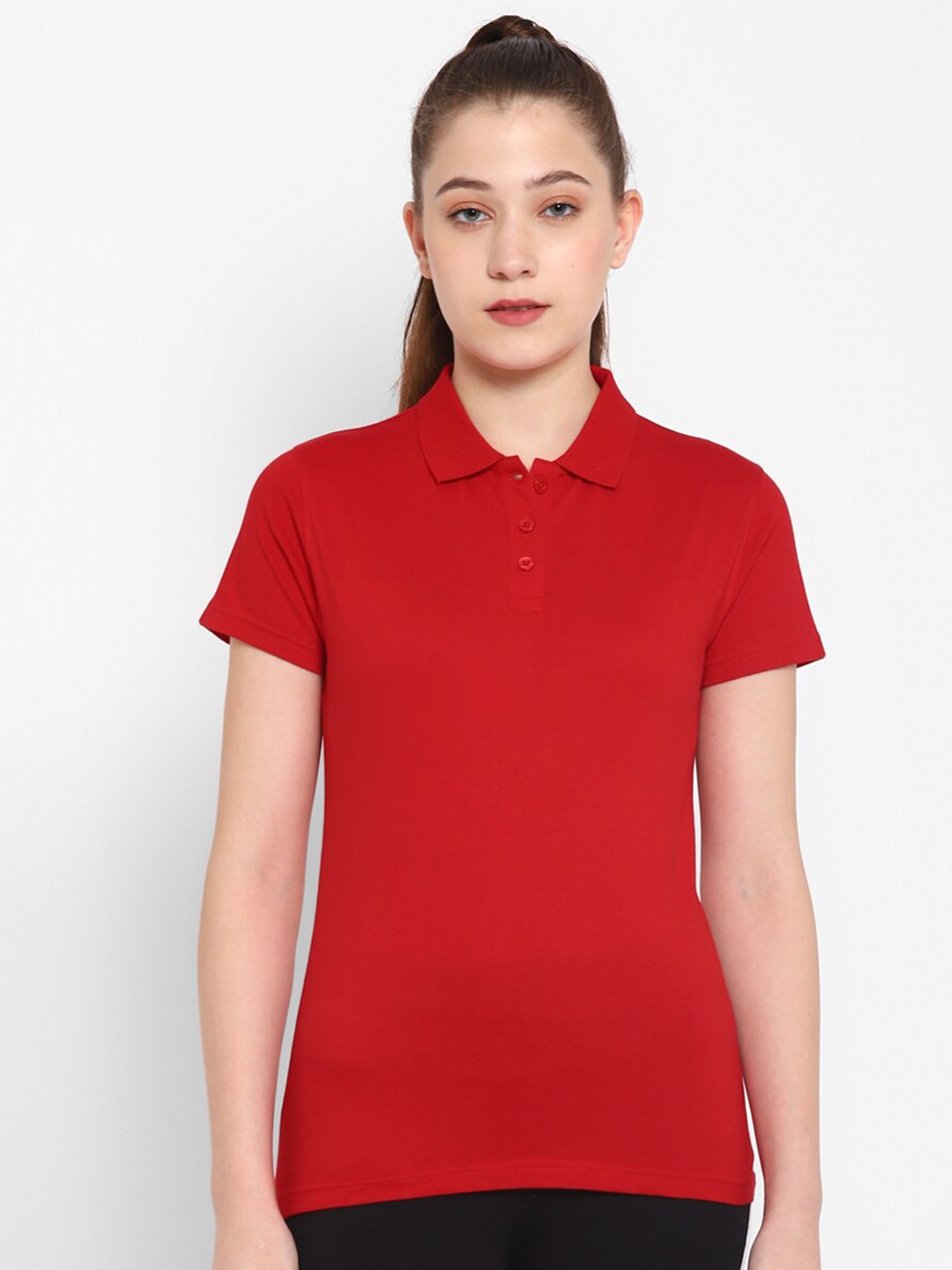 

appulse Polo Collar Pure Cotton Slim Fit T-shirt, Red