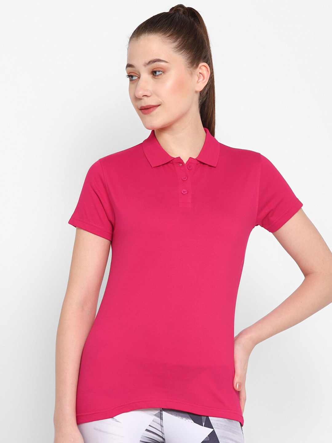 

appulse Polo Collar Pure Cotton Slim Fit T-shirt, Pink