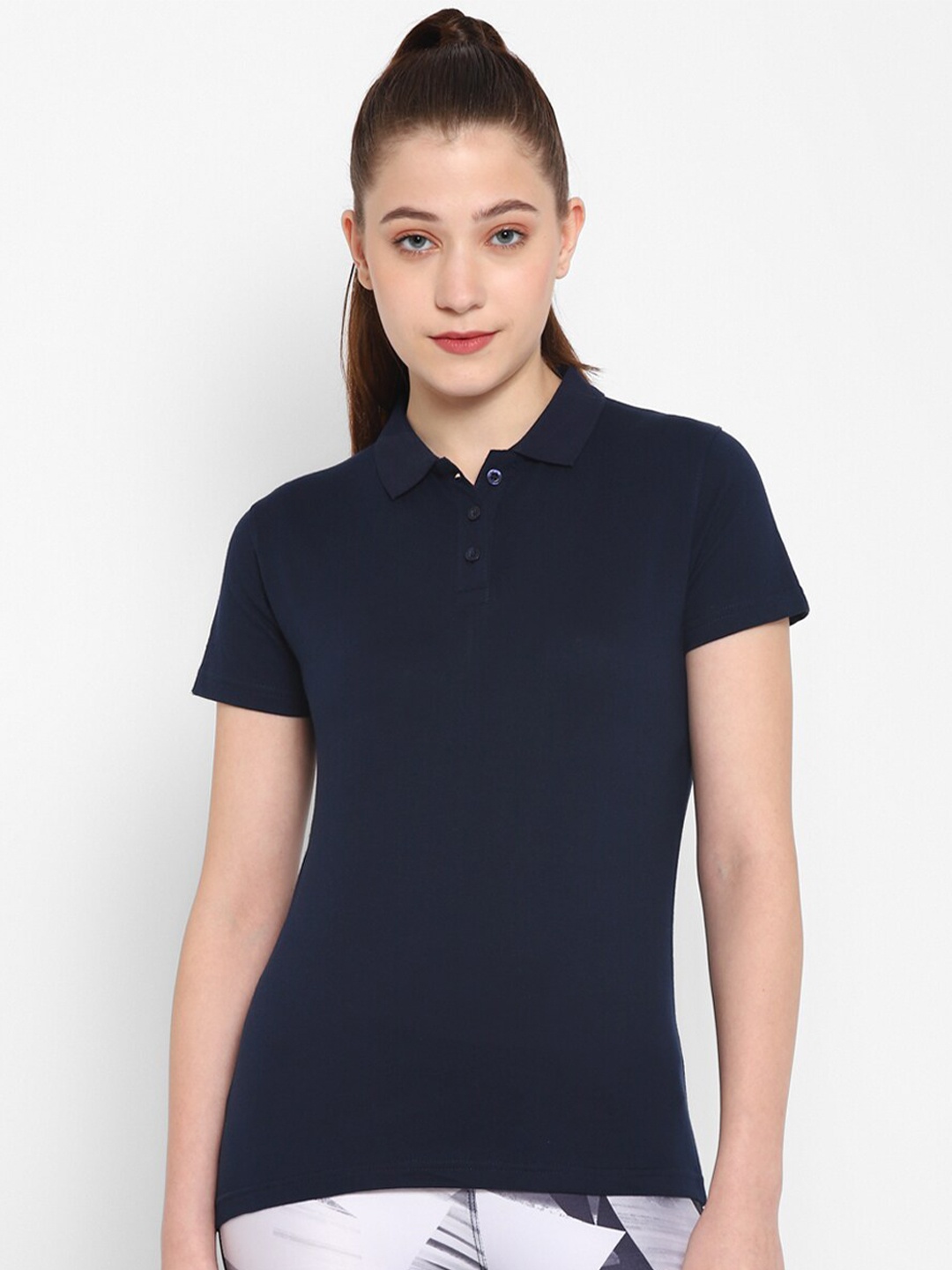 

appulse Polo Collar Pure Cotton Slim Fit T-shirt, Navy blue