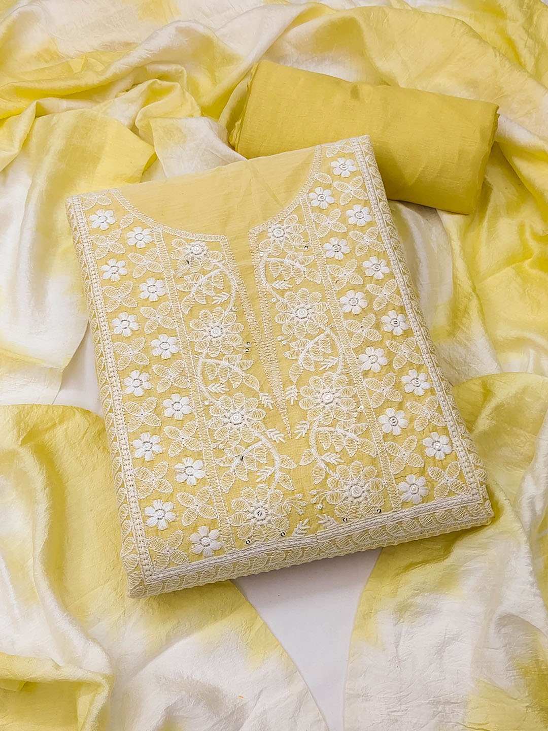 

SHADOW & SAINING Ethnic Motifs Embroidered Unstitched Dress Material, Yellow