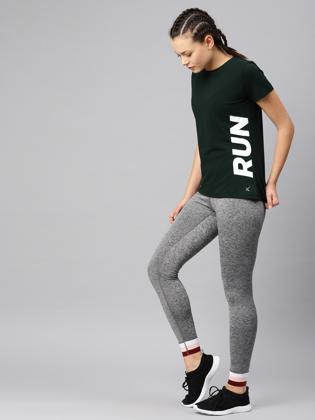 

HRX by Hrithik Roshan Women Green Active Printed Detail Round Neck T-shirt