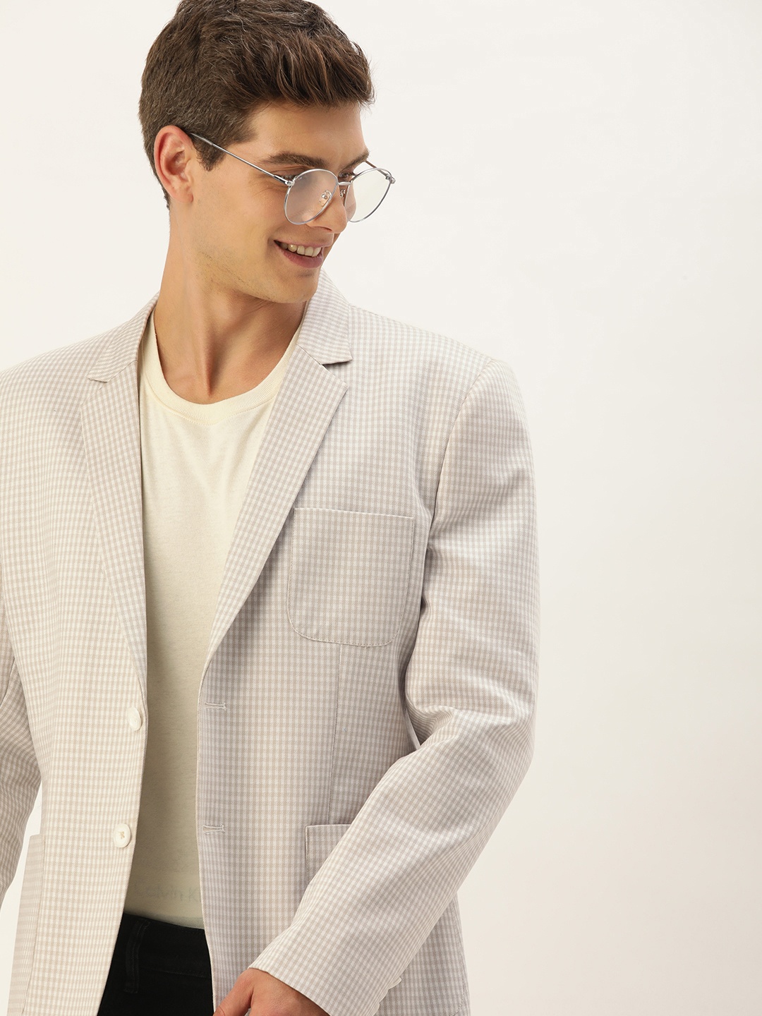 

Mast & Harbour Men Checked Slim Fit Single-Breasted Casual Blazer, White