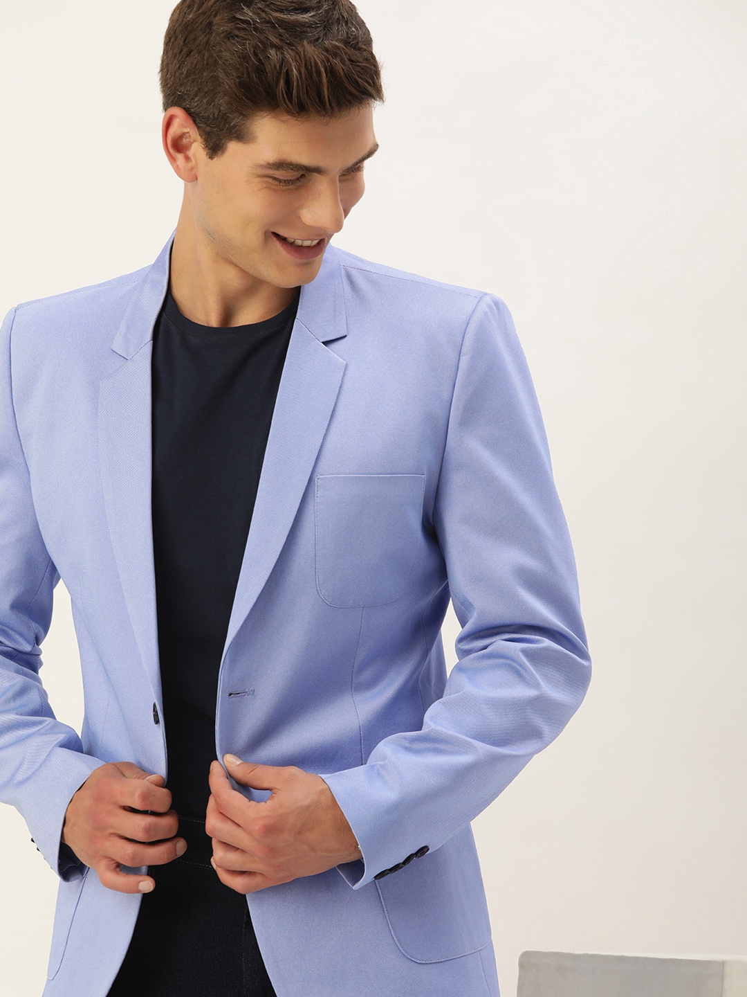 

Mast & Harbour Men Solid Single-Breasted Slim Fit Casual Blazer, Blue