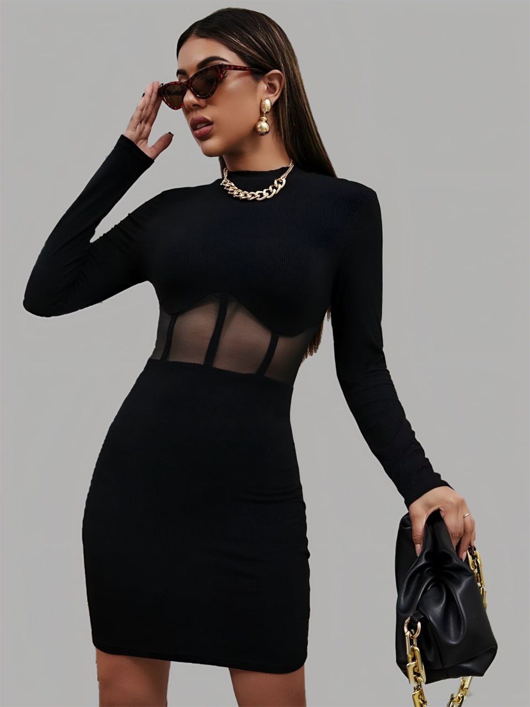 

SIDYAL Waist Cut-Out Bodycon Dress, Black