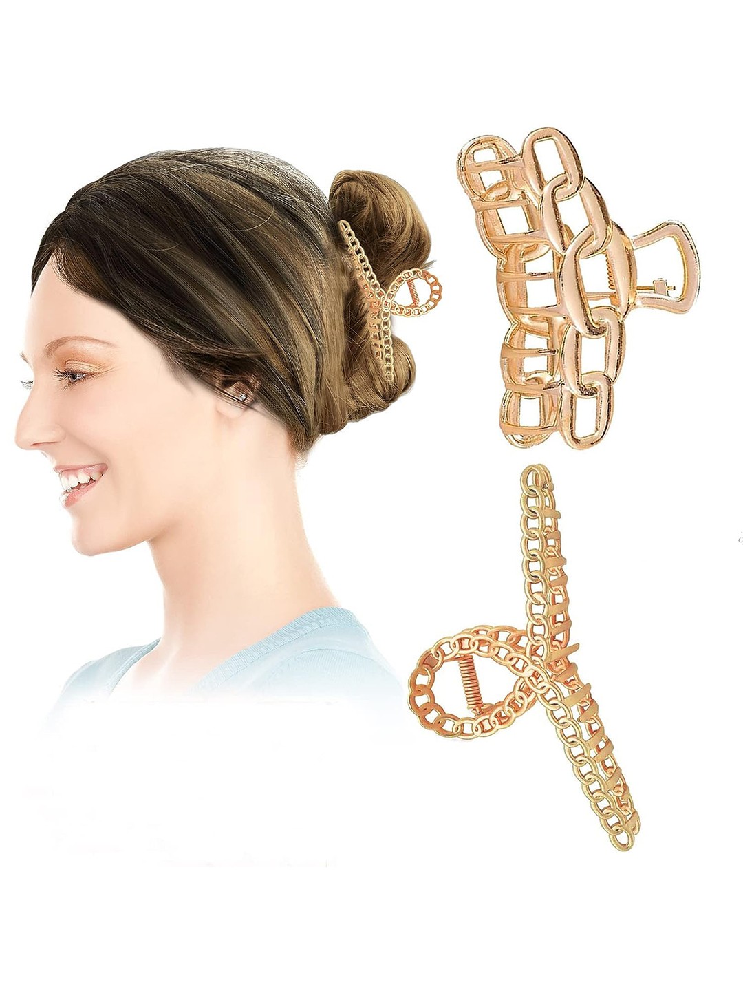 

Krelin Women Set Of 2 Claw Clips, Gold