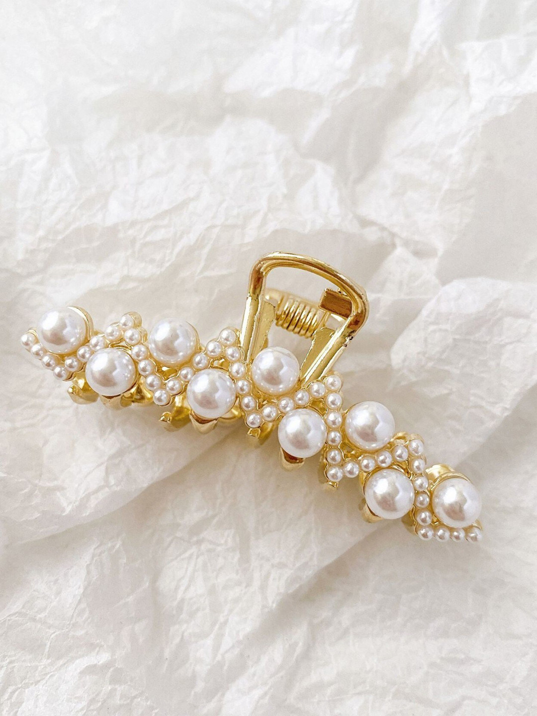 

Krelin Women Set Of 3 Beaded Claw Clip, Gold