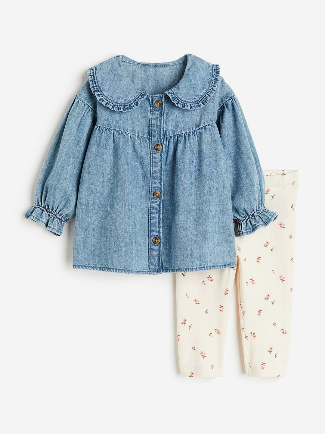

H&M Girls 2 Piece Blouse And Leggings Set, Blue