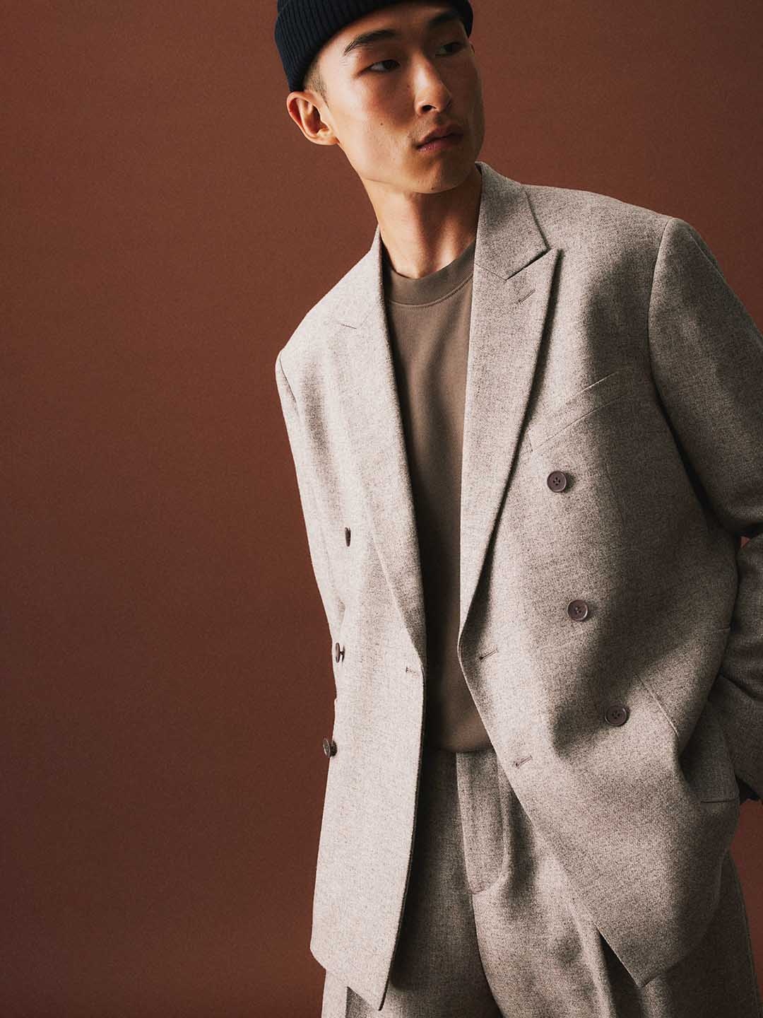 

H&M Relaxed Fit Wool-Blend Jacket, Beige