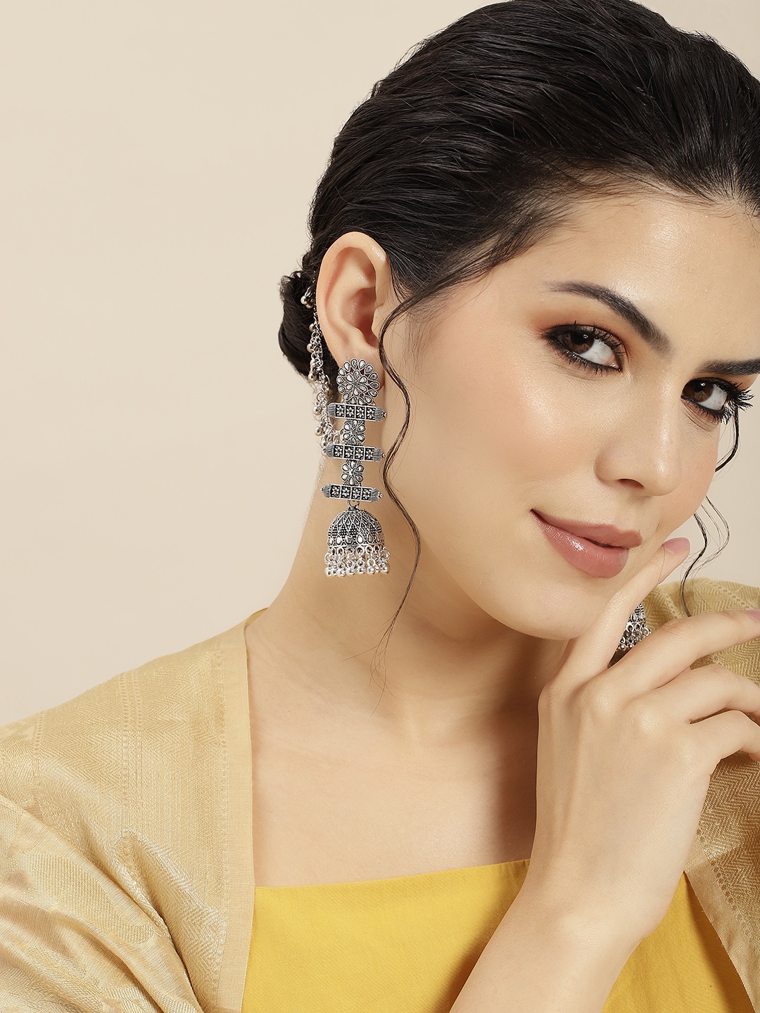 

Sangria Teardrop Shaped Jhumkas Earrings, Multi
