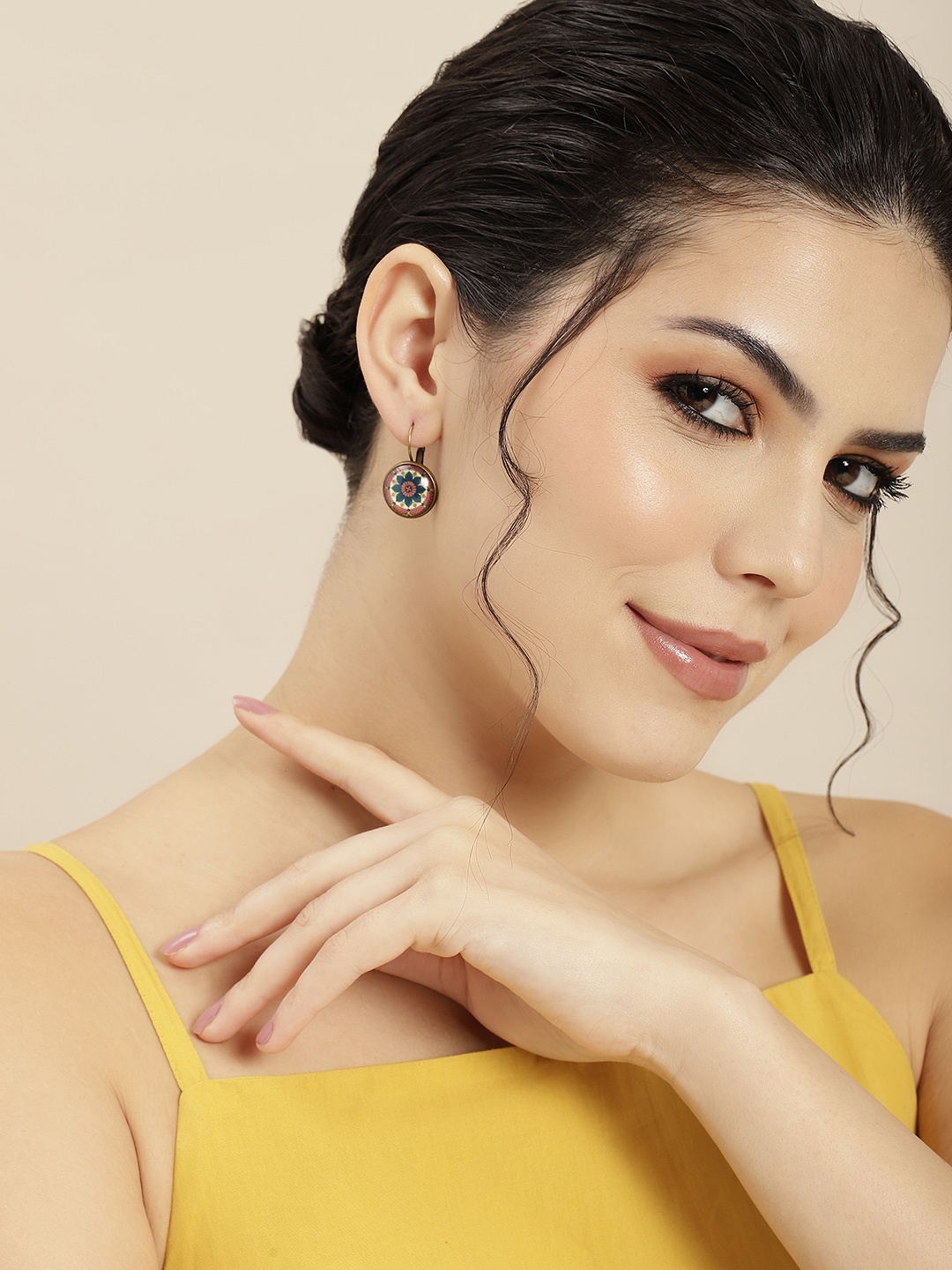 

Sangria Gold-Plated Circular Drop Earrings