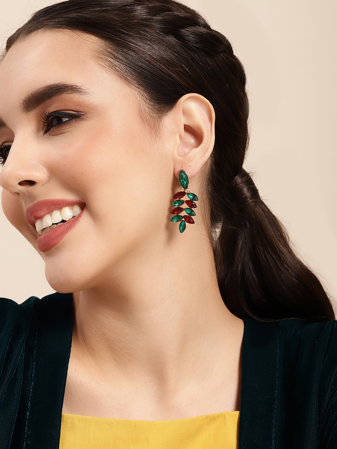

Sangria Alloy Teardrop Shaped Drop Earrings, Multi