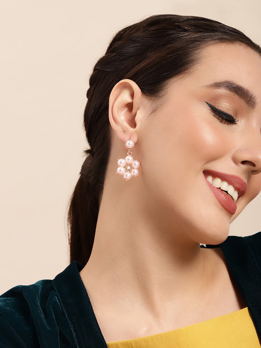 

Sangria Gold-Plated Teardrop Shaped Drop Earrings, Multi