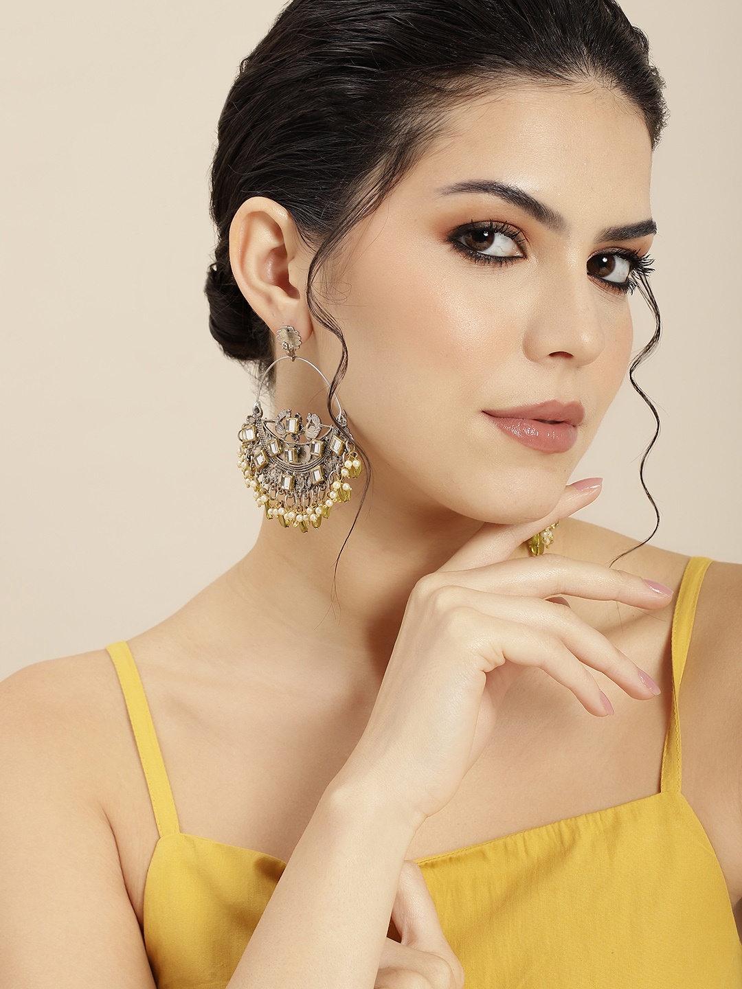 

Sangria Gold-Plated Contemporary Drop Earrings