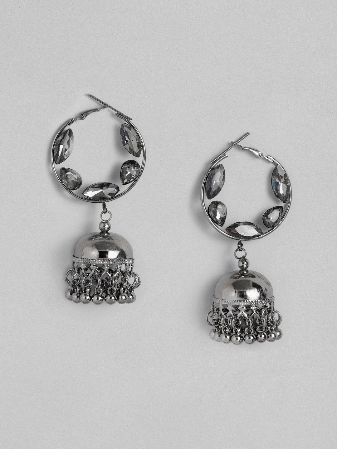 

Sangria Alloy Teardrop Shaped Jhumkas Earrings, Black