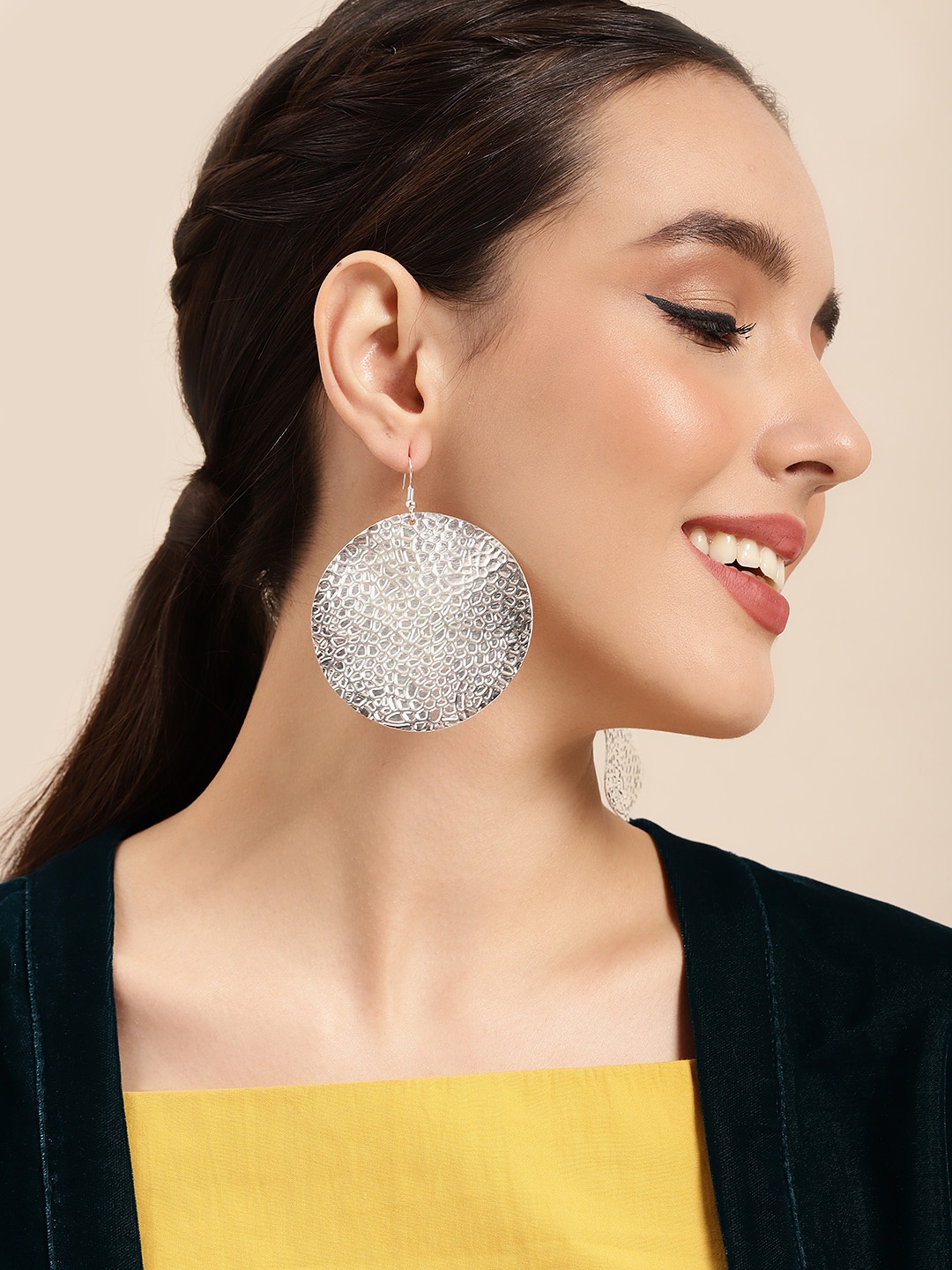 

Sangria Silver-Plated Circular Drop Earrings