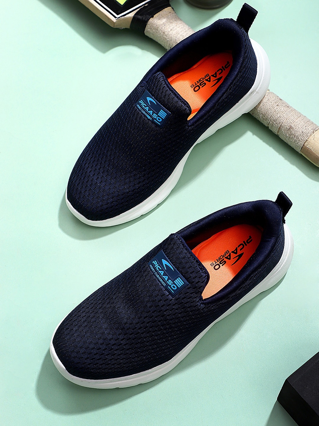 

PICAASO Men Textured Lightweight Slip-On Sneakers, Navy blue