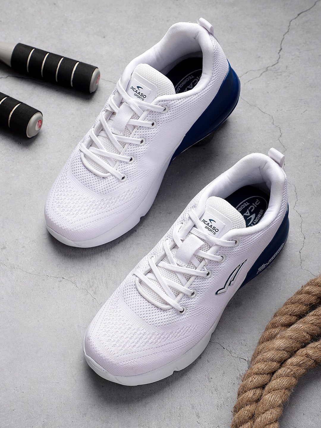 

PICAASO Men Lace-Up Running Shoes, White