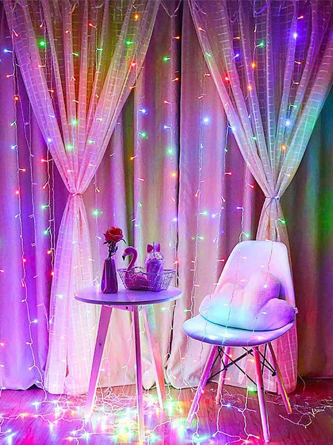 

Glimmer Lightings Blue & Pink Curtain String Lights