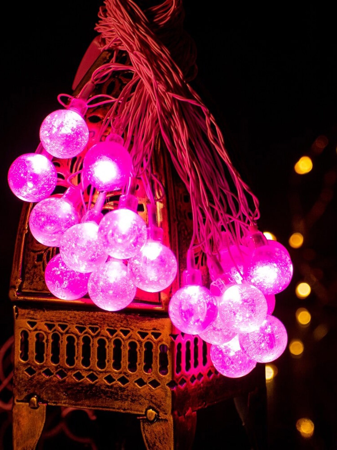

Glimmer Lightings Pink Crystal Bubble Ball String Lights